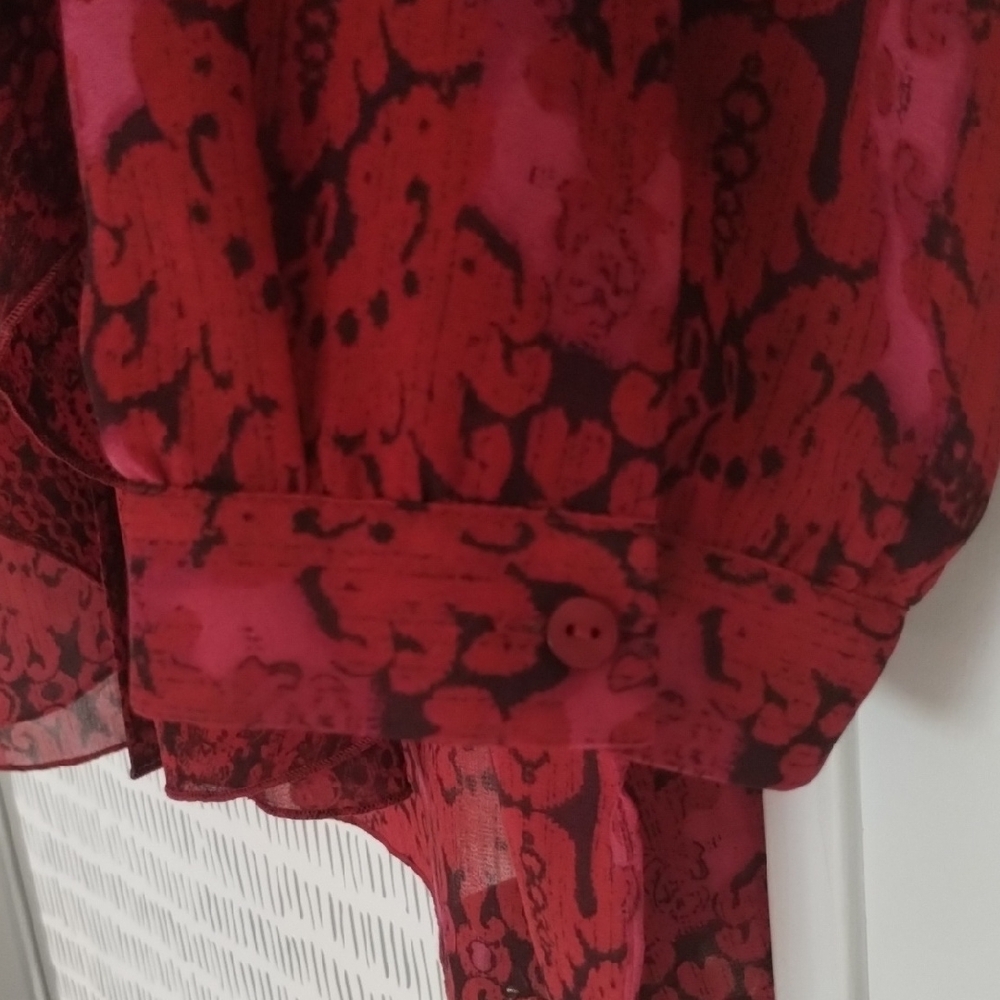 Chico's Vibrant Georgette Red Flowy Blouse Shirt … - image 5